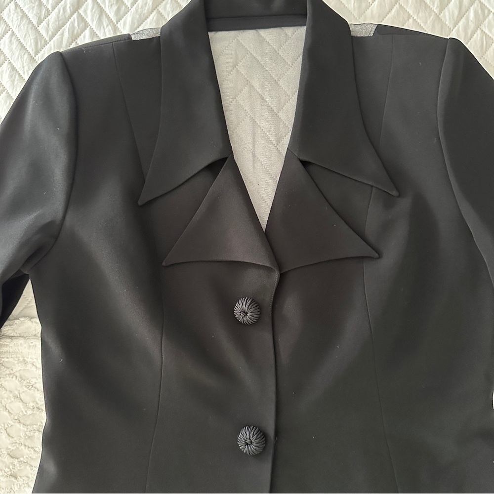 Anage Evenings Black Longline Blazer Jacket Formal Evening Coat Size 12 - Picture 11 of 16